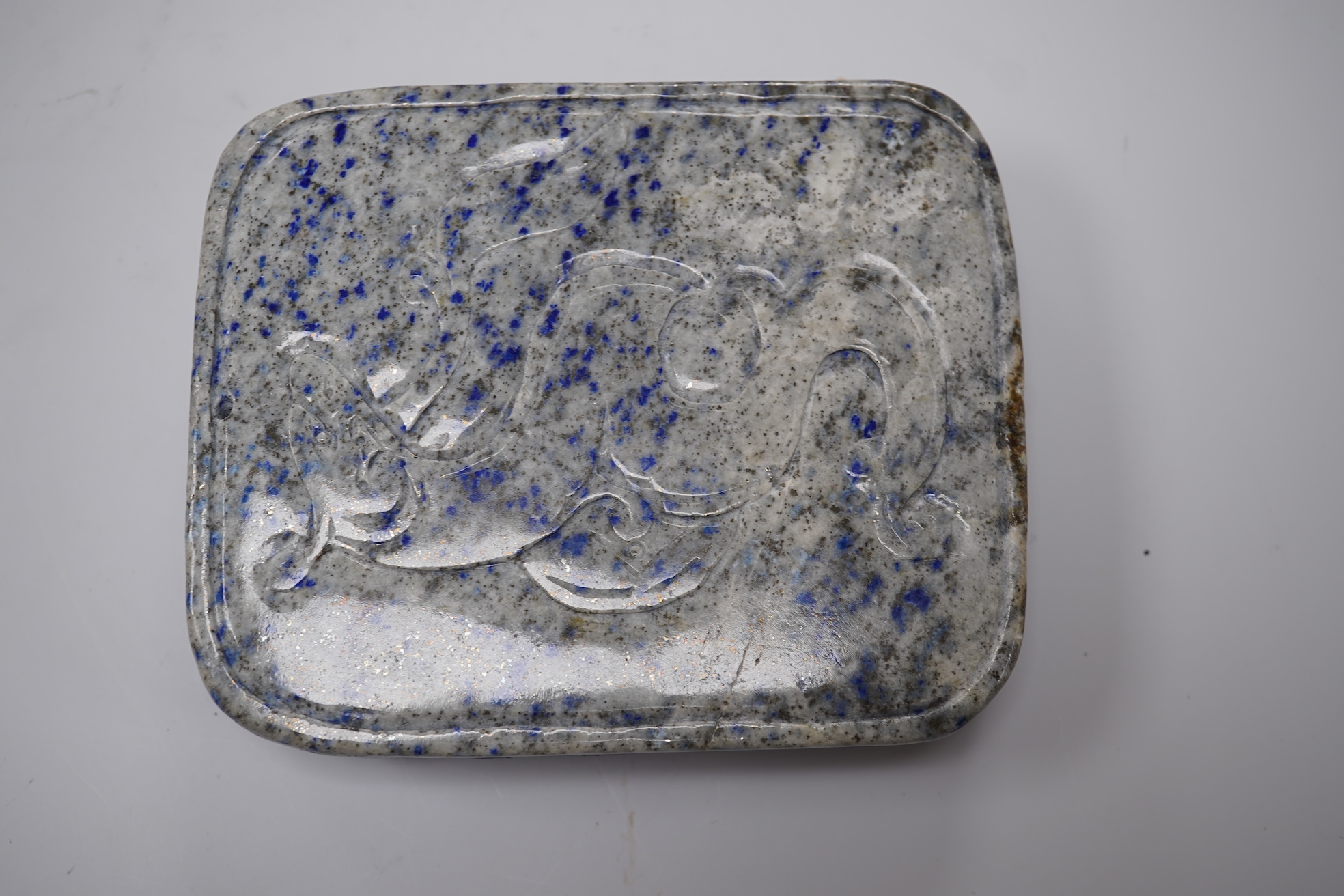 A Chinese lapis lazuli 'dragon' carving, 12cm wide